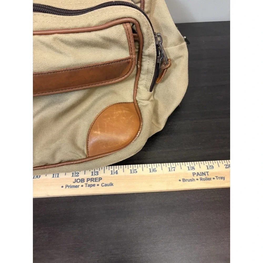 LL Bean Freeport Maine Canvas Leather Trim Carry On Travel Bag Messenger Vintage